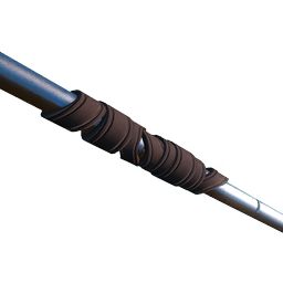 A strap of flexible resin, securely wrapped around a steel pole.