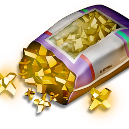 A sack full of polychromatic zirconium crystals.