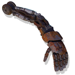 A set of complex hydraulic tubes and various gripping surfaces that form a pair of usable arms for a <span class="typeTECHNOLOGY">primitive automaton</span>.