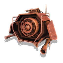 A small wooden icon carved into the shape of a Sentinel drone.