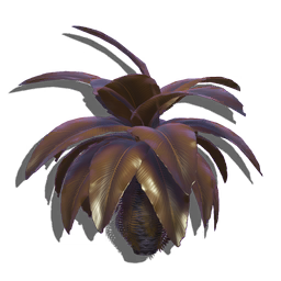 A miniature palm with two layers of fronds. Microscopic jellyfish-like creatures make their home among the pinnate inner foliage, sheltering from dust storms and consuming parasites.